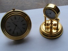 Old Fashioned Quartz Collectors Miniature Desk Clocks opening pendulum and stand