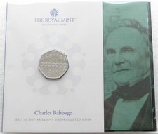 2021 Royal Mint Charles Babbage 50p Fifty Pence Coin Pack Sealed Uncirculated