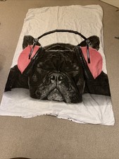 single bed duvet cover set kids Pug Dog used with free extra duvet blue cover