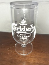 CARLSBERG PILSNER BEER GLASS STEMMED HALF PINT ce  marked m18 collectable 
