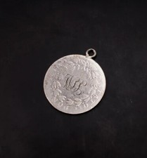 Rare Antique Silver Papal State "Monogram" Love Token Coin Pendant