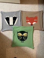 Donna Wilson Cushion Covers X3 Fox Badger Owl Damaged