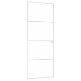 vidaXL Interior Door White, 76x201.5 cm, Tempered Glass & Aluminium Slim Design, Easy Installation, Modern Style, Light Enhancing