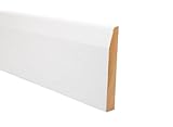 Chamfered Wooden Skirting Board, Premium MDF Skirting Board, Easy to Fit, Durable and Authentic Roomline, 3 Colours & 3 Widths - 1.2m Length (120mm White)