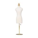 Qianly Mini Dress Form Sewing Mannequin Body Female Small Fully Children Clothing Design Mannequin for DIY Decoration , M and Gold