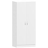 Vida Designs Riano Wardrobe, With Shelf & Hanging Rail Bedroom Storage Furniture (White, 2 Door)