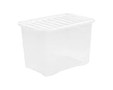 10 x 80 Litre Extra Large Strong Plastic Storage Box with Clear Lid
