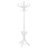 Headbourne Wooden Free Standing Hat and Coat Stand with Umbrella Holder 185cm, 12 Hooks Coat Rack for Hallway Entryway Office, Rotating Top Tier - White