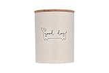 Pearhead Good Dog Treat Jar, Ceramic and Wood Pet Treat Canister, Neutral Modern Kitchen Decor, Pet Accessories, Dog Biscuit Storage Jar, Freshness Seal, Holds 4 Cups