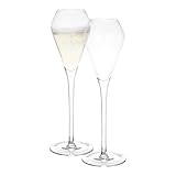 Katie Jayne 285ml 'Tulip' Champagne Flutes Set of 4 | Mouth-Blown Glass Set for Prosecco & Cocktails | 4 Large Modern Glasses for Home Bars, Weddings & Parties | Gift-Boxed, Handmade Drinking Glasses