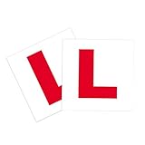 Pack of 2 Waterproof L Plates Sticker – 180 × 180 mm Self-Adhesive UK Learner “L” Signs for Cars & Motorbikes, Regulation Size