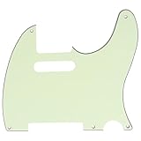 Musiclily 5 Hole Vintage Tele Pickguard for Fender American/Mexican Made Standard Telecaster Style Electric Guitar, 3Ply Mint Green