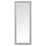 URBNLIVING Grey Hanging Wooden Framed Wall Mounted Mirror Hallway Horizontal Vertical Mountable (Long 97cm x 37cm)