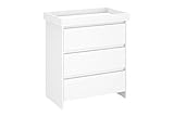 Shefa Kids White 3-Drawer Baby Changing Table with Drawers – Ergonomic Baby Changing Unit & Diaper Changing Station, Convertible Changing Table Unit, Nursery Furniture