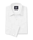THE SAVILE ROW COMPANY LONDON Men's Classic Fit Cotton Twill Formal Shirt - Double Cuff - White - 16.5" Collar - Standard