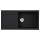 Liquida CU10BL 1.0 Bowl Composite Reversible Inset Black Kitchen Sink with Waste