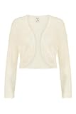Yumi Eyelash Knit Ivory Cropped Bolero Cardigans for Women - Soft Long Sleeve Women’s Cardigans - Curved Open Front Shrug for Weddings & Special Occasions M White