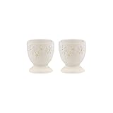 Price & Kensington Daisy Set of 2 Egg Cups | Ceramic Egg Holders with Embossed Daisy Design | Dishwasher & Microwave Safe