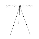 Crystals Tripod Stand for Six Fishing Rods - Telescopic Rest for Sea Fishing Rods, 6 Fishing Rods Holder for Sea Beach Coarse Shore Pier Tackle - Aluminium