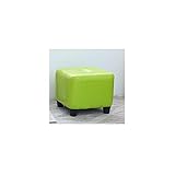 Sywlwxkq Ottoman Square Foot Stool - Oil Wax Leather Footstool, Soft, Anti-Slip, Easy to Clean - Shoe Change Stool, Fresh Green - 30 * 30 * 35cm