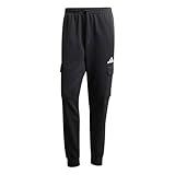 adidas Men's Essentials FEELCOZY Fleece Cargo Pant, Black/White, XL