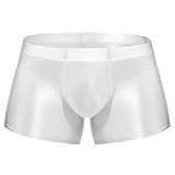 Men's Sexy Silky Boxers, Seamless Sheer Ultra Thin Cycling Boxer Briefs, See Through Smooth Underpant Mens Glossy Panties Silky Boxers, High Elastic Transparent Mens Shorts Swim Trunks for Sports