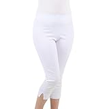 WearAll Ladies Capri Summer Pants Short Crop Stretch 3/4 Length Three Quarter Pedal Pusher Clothes Elasticated Bengaline Cut Off Cropped Trousers for Women UK White 16