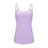 Womens Casual Tank Tops Camisole Vest Basic Shirts Women's Tops 2024 Tank Top Yoga Gym Sleeveless Camisole Sexy Plus Size Underwear With Chest Pad S 6XL Cam with Bra (Purple, M)