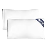 King Size Pillow Cases 2 Pack 50x90cm - Extra Soft Pillowcases, Cooling and Breathable Double Brushed Microfiber, Durable Wrinkle Free, Machine Washable, Hotel Quality Pillow Covers - White