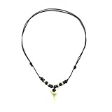 Tovbmup Mens Vintage Wax Rope Tooth Necklace Shark Tooth Colorful Wood Beads Handwoven Pendant Adjustable Black Rope Boys Christmas Birthday Gift Boyfriend Beach Surfer Style Great Gift Idea