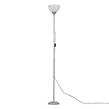MiniSun | Modern Silver Uplighter Floor Lamp with a White Shade | Floor Lamps & Torchieres, Home Décor & Improvement Essential