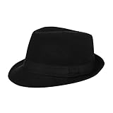 Elegant Fedora Trilby Hat Men Classic Stylish Panama Fedora Hats Vintage Short Brim Jazz Cap Gentleman's Winter Bowler Hat Gift for Dad 55-57CM Black
