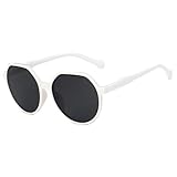 FORLUZ Classic Polygon Sunglasses Men Women Vintage Travel Sun Glasses Travel V400(White Gray)