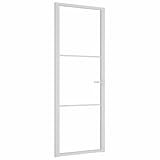 'vidaXL Interior Door in White, Aluminium Frame with ESG Transparent Glass Panel, Modern Minimalistic Design, Size 76x201.5 cm