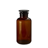 UNIQUE HOME LIVING Apothecary Jar Reagent Bottle, 250ml Amber Glass Storage Jar with Lid, Reusable Vintage Refillable Container for Herbs, Spices, Oils, Bath Salts, Lotion, Perfume