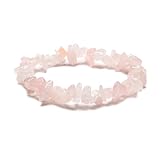 VOMONO Pink Rose Quartz Crystal Chip Elasticated Bracelet