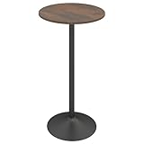 TANGZON Round Bar Table, 60CM Steel Frame Bistro Pub Table with Fixed Top, Metal Base & Non-Slip Mat, Dining Desk for Home Kitchen Pub Bistro, Easy Assembly (1, Rustic Brown, 60 x 60 x 101cm)