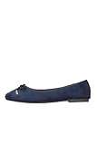 Yours Curve Plus Size - Slip On Ballet Flat Round Toe Ballerina Pumps Lightweight Bow Faux Suede in Wide E Fit & Extra Wide Eee Fit - Women's Dark Blue 7EEE