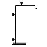 Svauoumu Reptile Lamp Stand, Adjustable Telescopic Floor Heat Light Stand, Heat Lamp for Reptiles, Tortoises, Spiders, Black, Metal
