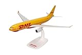 Herpa Snap-Fit Model Airplane Airbus A330-200F "DHL Aviation (European Air Transport)" miniature at 1:200 scale, collector's item, model with stand, plastic