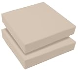 Set of 2 Outdoor Waterproof Chair Cushion Seat Pads Rattan Garden Furniture Seat Cushions For Patio, Garden, Office, Coffee Shop, Dining Room Removable Fabric Zipper Cover (Cream, 45X45X5cm)