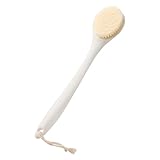 Body Bath Brush Extra Soft Shower Brushing Back Scrubber with Anti Slip Long Handle and Hanging Ring for Exfoliating Cleansing Skin White