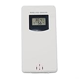 Feeshoppher Digital Temperature Humidity Meter Wireless Sensor Hygrometer Electronic 433.92MHz Thermometer LCD Display Wireless Indoor Outdoor Remote Sensor Ato-mic Clock(White)