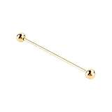 2 Pcs Men Gold Plated Tone Steel Collar Tie Pin Shirt Collar Stud Barbell Bar Clip Clasp Brooch, 6CM