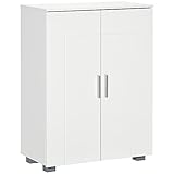 kleankin Modern Bathroom Floor Cabinet, Free Standing Linen Cabinet, Storage Cupboard with 3 Tier Shelves, White