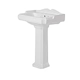 Milano Windsor White Traditional 590mm x 495mm Full Pedestal Bathroom Basin Sink - 2 Tap Hole