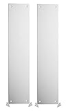Aluminium Finger Push Plates for Doors (Pack of 2) - 300 x 75mm - Square Corner - 4 Pre-Cut Holes with Fixing Screws Included - 1.2mm Thick - Fire Door Guru®