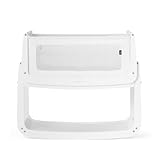 SnuzPod5 Bedside Crib - Newborn Next to Me Crib with Zip Down Breathable Windows, Lift-Off Bassinet, Portable & Rocking Stand, 3-in-1 Baby Bed with Wheels & Mattress, White