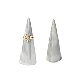 oskas Modern Marble Ring Holder for Nightstand Ceramic Cone Tower Shape Decorative Display Stand for Jewelry Ring/MEN Ring Holder 2pcs set