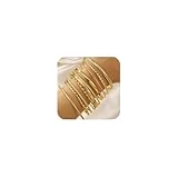 Uwiyo 10-12PCS Gold Bangle Bracelets for Women, Stackable Gold Bangles Indian Bangles for Womens Girls Jewellery Accessories for Wedding Birthday Party Costume (Golden Set 1-10PCS)